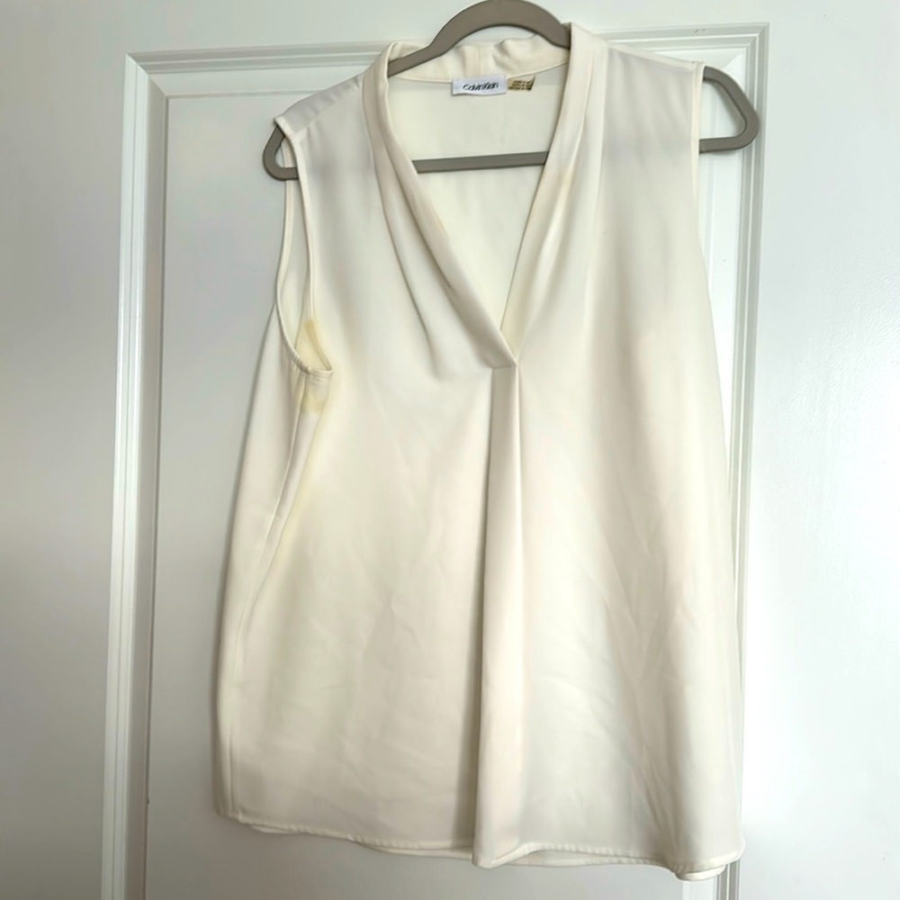 CALVIN KLEIN sleeveless white blouse XL